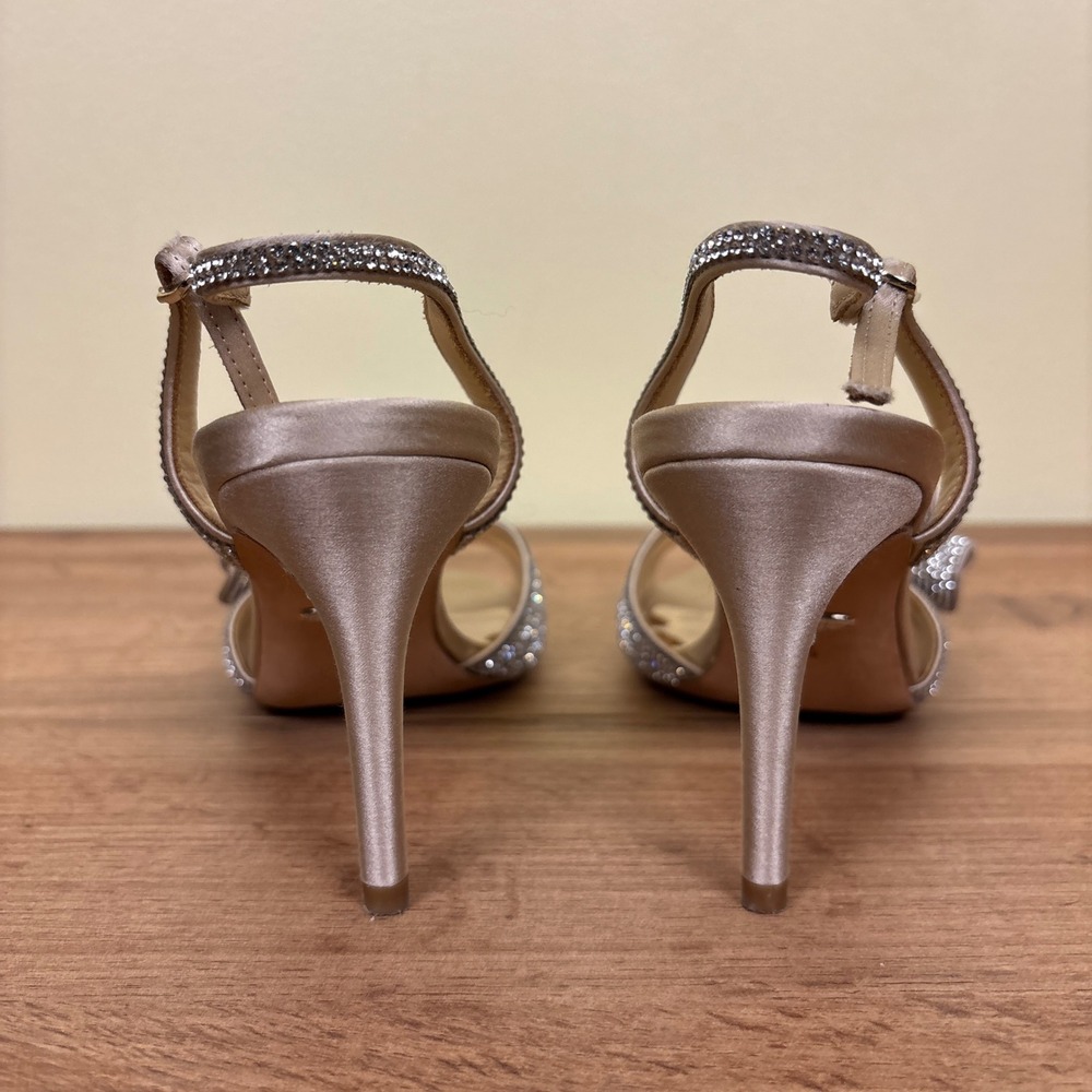 BADGLEY MISCHKA Rennie Statement Stiletto Heel Nude Women Size 6.5 Formal Party - Picture 11 of 14